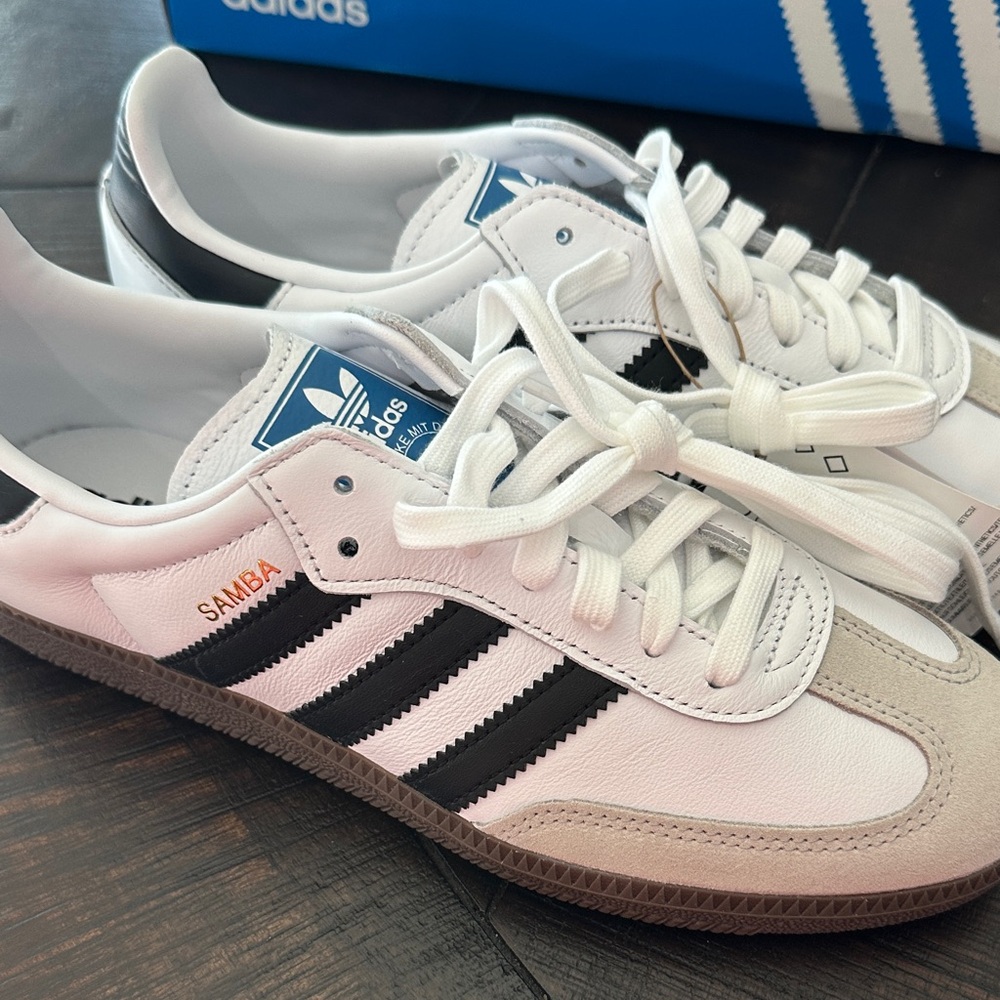 Adidas Samba White and Black Trainers